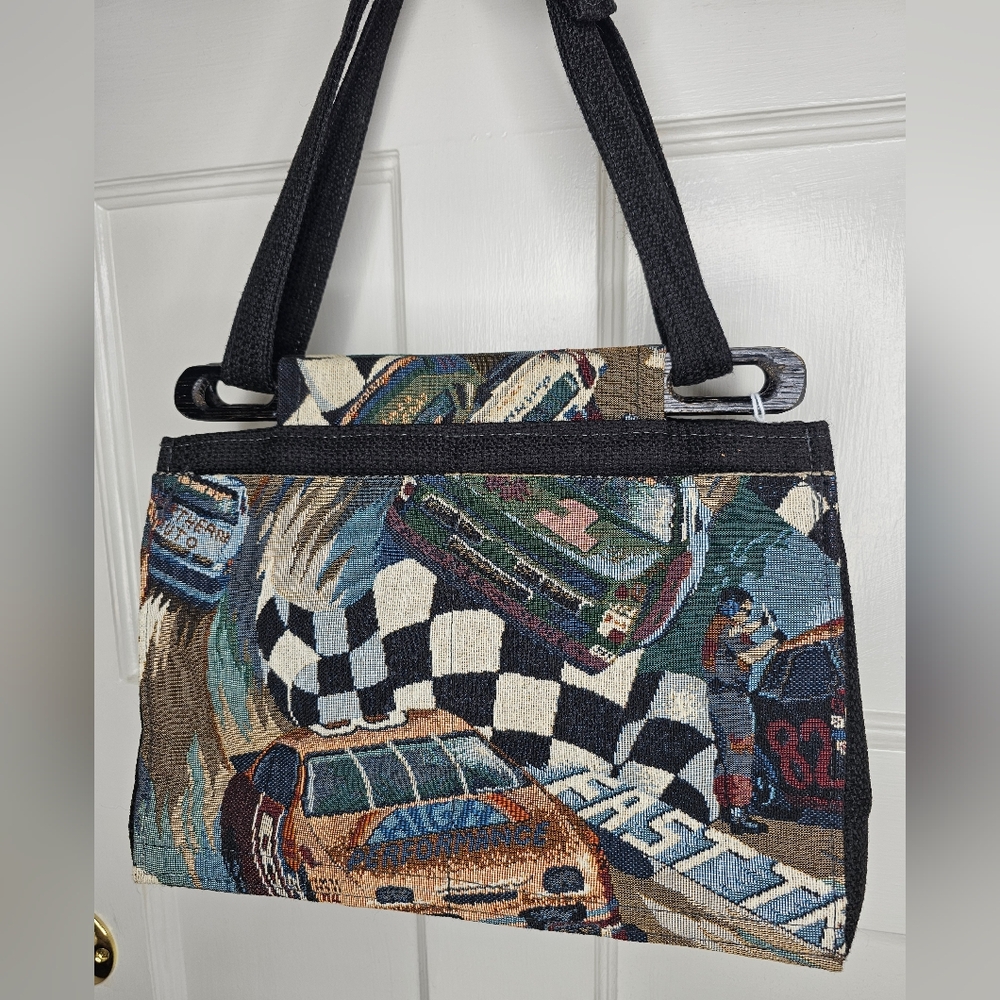 VTG Racing Car Tapestry Handbag - Picture 2 of 13